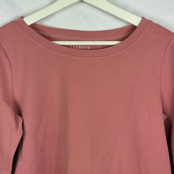 Talbot's Long Sleeved Eyelet Lace Trimmed Peplum Top Women's Size Small Pink Top - Picture 2 of 8